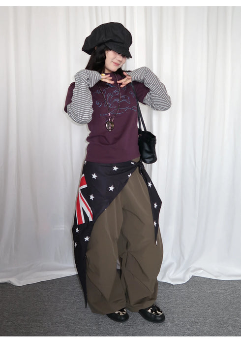 Tonngirl Y2K Vintage Long Sleeve Patchwork T-shirt