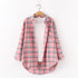 Plaid Flannel Shirt for Women - Casual Long Sleeve Top