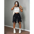 Women's Black Denim Shorts with Distressed Detail