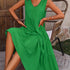 Women's Ankle-Length Pleated Sundress in Green