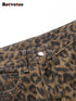 High Waisted Leopard Print Jeans for Women