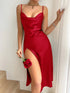 Women's Elegant Satin Nightdress with High Slit