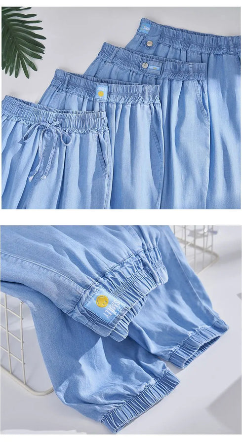 Plus Size Loose Fit Denim Yoga Pants