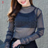 Lace Bottomed Long Sleeve Blouse Top