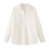 HXAO 2025 Shirts Blouses New Long Striped Shirt Women Long Sleeve Casual Shirts Large Tops Summer Plain Button Up Shirts 088
