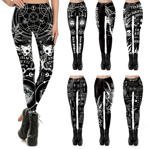 Gothic Steampunk Print Leggings for Women