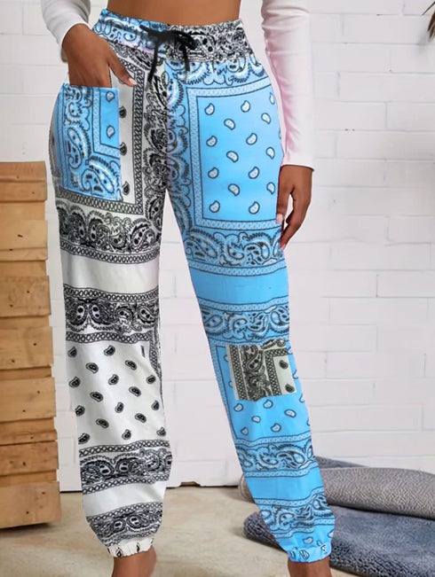 Plus Size Geometric Print Ankle-Length Pants