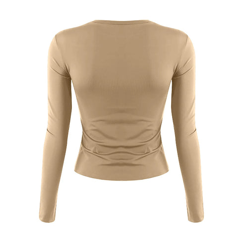 Womens Long Sleeve Bodycon Crop Top - Solid Colours