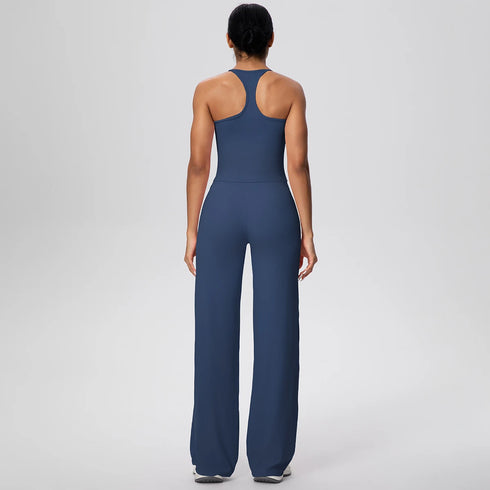 Backless Yoga Set with Wide Leg Pants