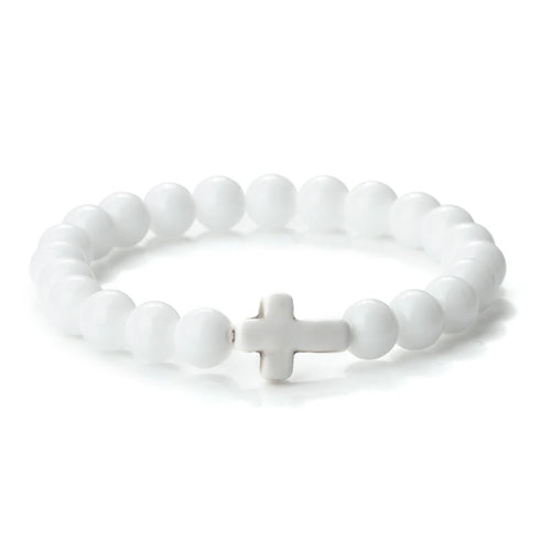 Jesus Cross Natural Stone Bracelet for Men