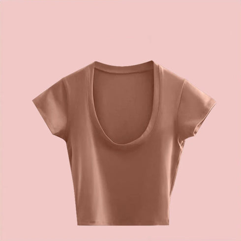 Summer Slim U-Neck Crop Top for Women