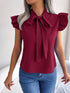 Women's Ruffle Short Sleeve Chiffon Blouse