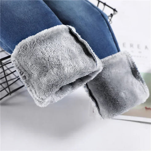 High Waist Thermal Denim Jeans for Women