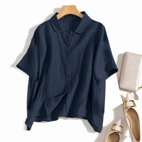 ZANZEA Elegant 3/4 Sleeve Lapel Neck Blouse for Women