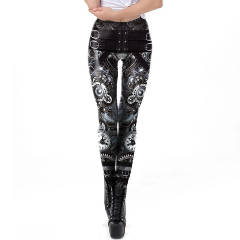 Gothic Steampunk Print Leggings for Women