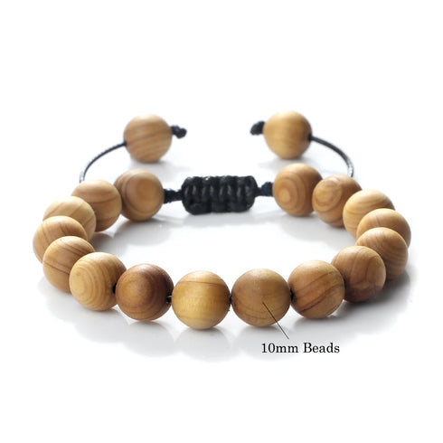 High Quality Cliff Cypress Wooden Beads Bracelets for Meditation and Yoga 10mm Handmade Stretch Jewelry