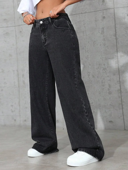 Plus Size Wide Leg Denim Jeans for Women
