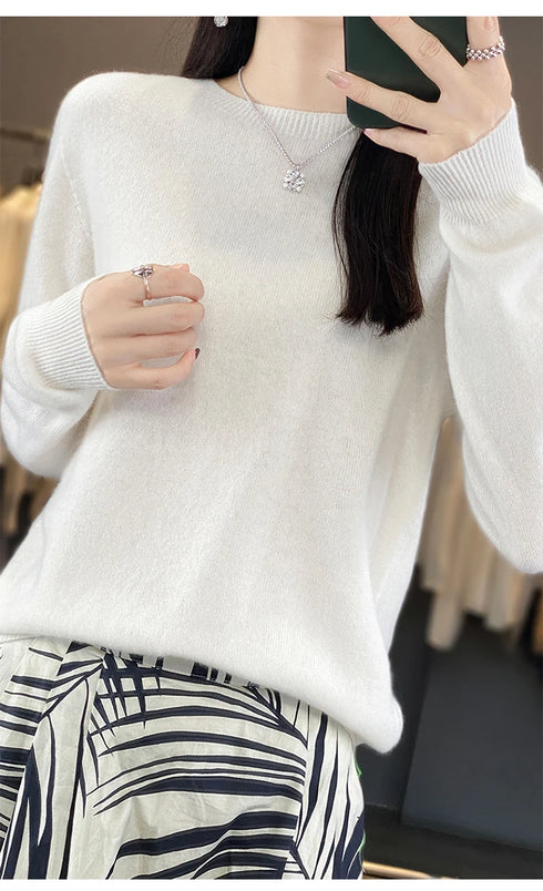 100% Merino Wool Long Sleeve Sweater for Women