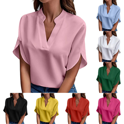 Elegant Summer V-Neck Blouse for Women