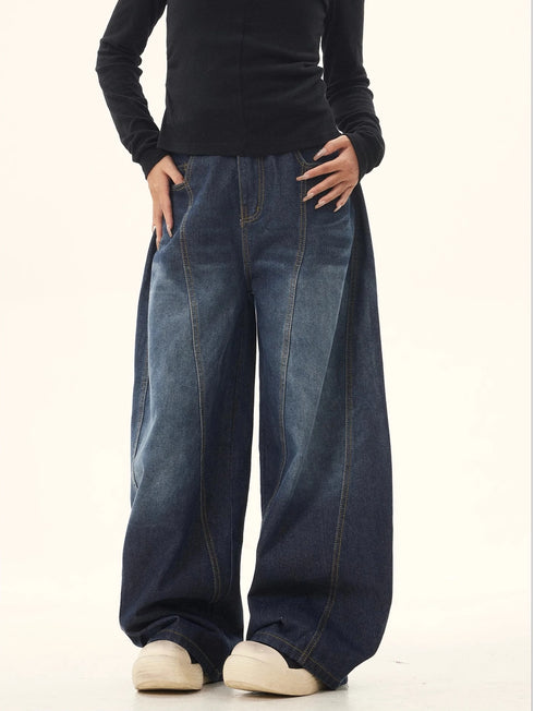 Casual Women's Vintage Wide Leg Cargo Jeans