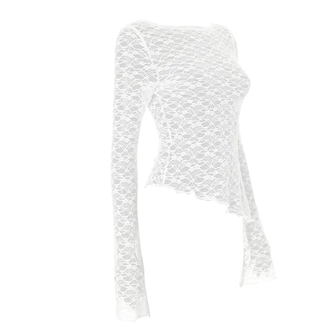 Lace Long Sleeve Slim Fit T-Shirt for Women