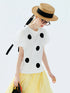 Women's White Polka Dot Puff Sleeve Blouse