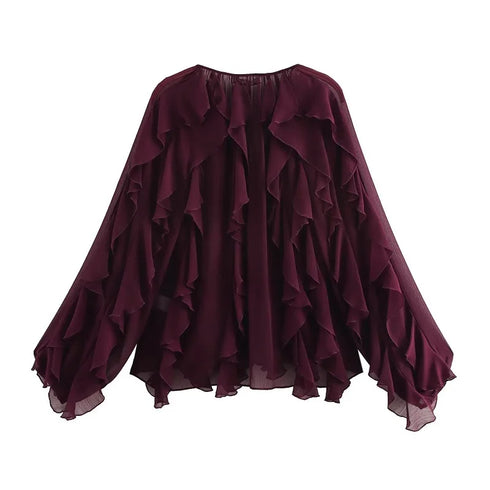 MUJER Ruffle Blouses for Women - Summer Casual Tops