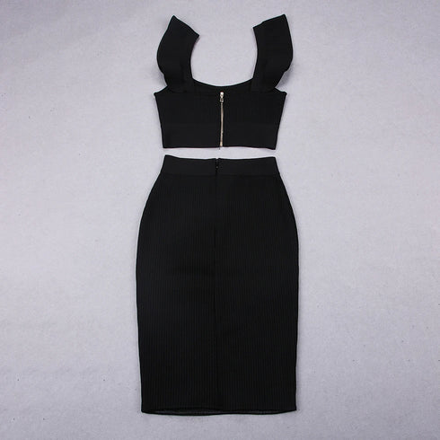 Summer Women’s Bodycon Skirt Suit in Black, Red, and Pink