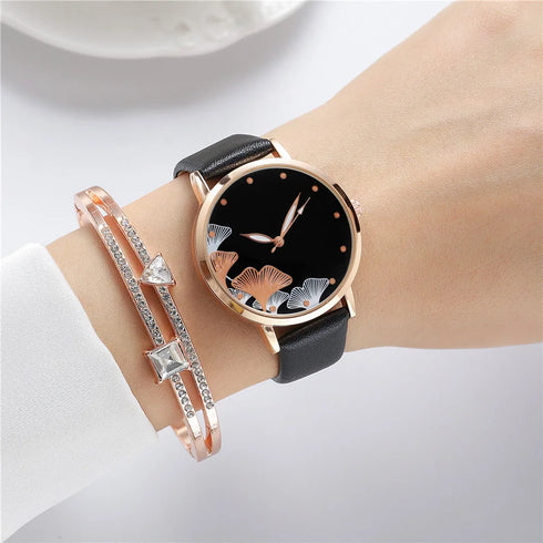Elegant Black and White Design Ladies' Quartz Watch