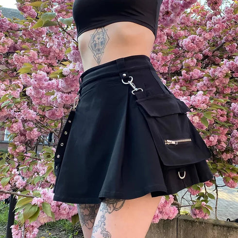 Black Skirt Harajuku Punk Gothic High Waist Mini Skirt
