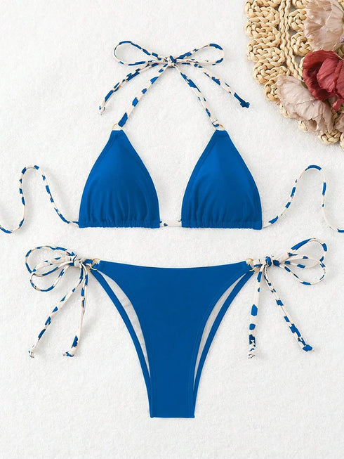 Halter Neck Micro Thong Bikini Set