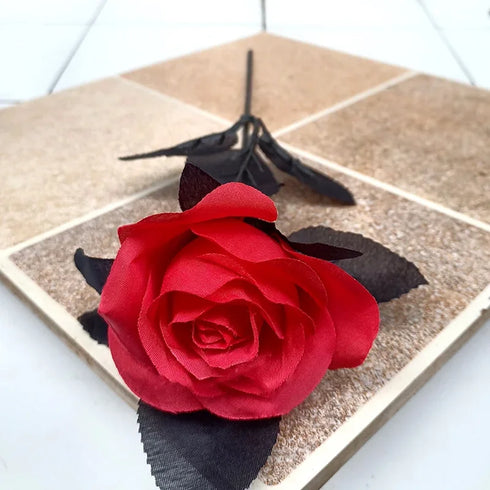 5pcs Silk Black Rose Artificial Flower Heads