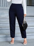 Navy Plus Size Straight Leg Casual Pants