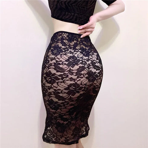 Black Wrap Mini Pencil Skirt for Women