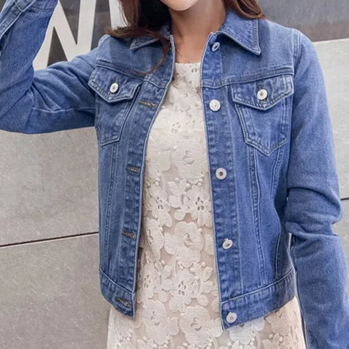 Women's Casual Denim Jacket for Spring and Autumn