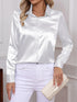 Elegant Turn-down Collar Button-front Satin Long Sleeve Women's Shirt for Daily Commute And Business Casual Wear
