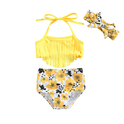 Toddler Girls 3 Piece Strawberry Print Bikini Set