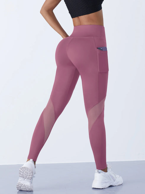 Women's High Waist Mesh Splicing Leggings