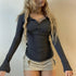 Y2K Slim Fit Brown Crop Top with Button Detail