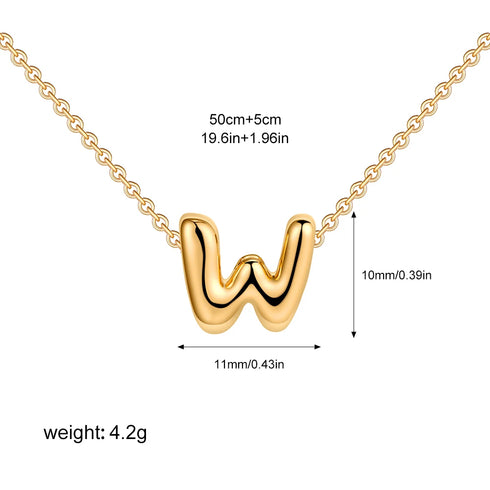 3D Bubble Initial A-Z Mini Necklace - Gold Plated