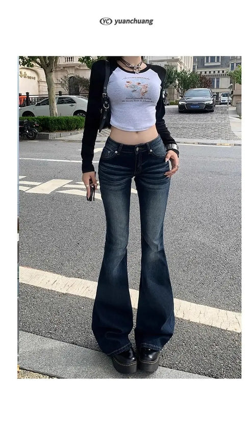 High Waist Flared Women's Jeans in Denim