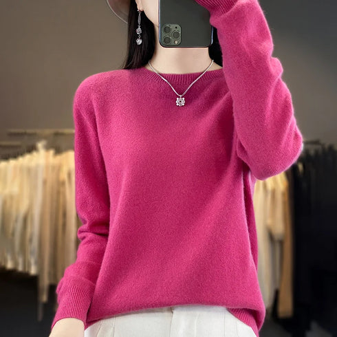 100% Merino Wool Long Sleeve Sweater for Women