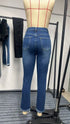 High Waist Blue Denim Jeans with Button Detail