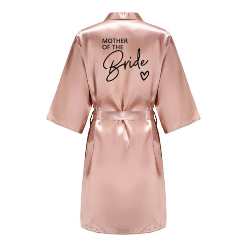 Team Bride Satin Robe with Black Letters