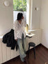 Vintage Summer Lace Blouses Women See Through Sheer Long Sleeve Sun Shirts Korean Style Casual Sun Protection Sexy Ladies Tops