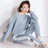 Women's Casual Loungewear Set - Long Sleeve Crop Top & Pants
