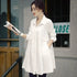 White Casual Oversized Blouses Women 2024 Autumn Korean Fashion Mid Length Winter Loose Long Sleeves Femal Blouses
