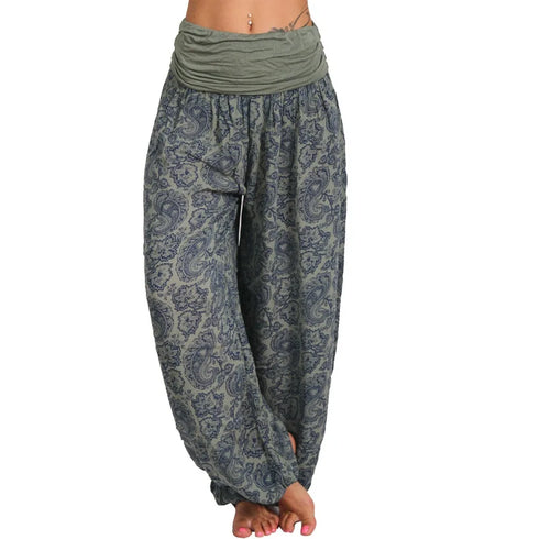 Plus Size Printed Wide Leg Harem Pants