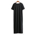 Summer Korean Style Midi Dress Women Casual Black Maxi T Shirt Dress Plus Size Short Sleeve Side Open Party Look