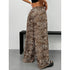 Plus Size Leopard Print Wide Leg Trousers